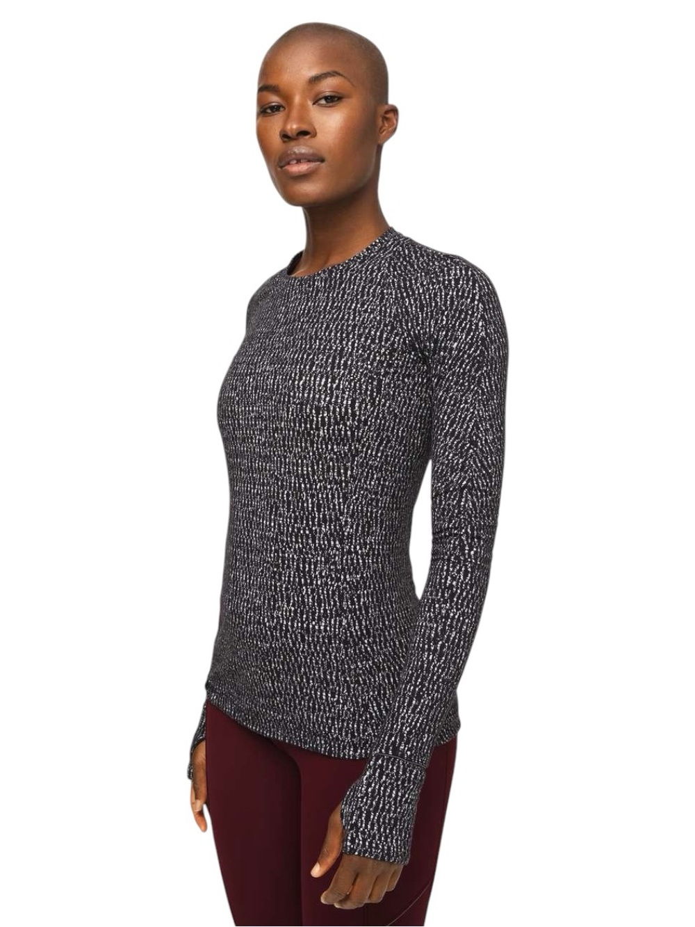 Lululemon Runderful Long Sleeve Running Top Women's 6 US Black White Jacquard